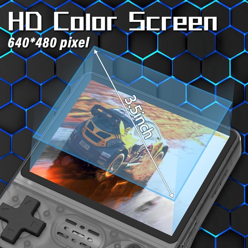 FVBADE [30000 in 1] R40S PRO Handheld Game Console 3.5 inch IPS Screen Mini Retro Console 3800mAh Portable Pocket Arcade 45+ Mainstream Emulator 256G TF Card Transparent.(Black) - Image 3